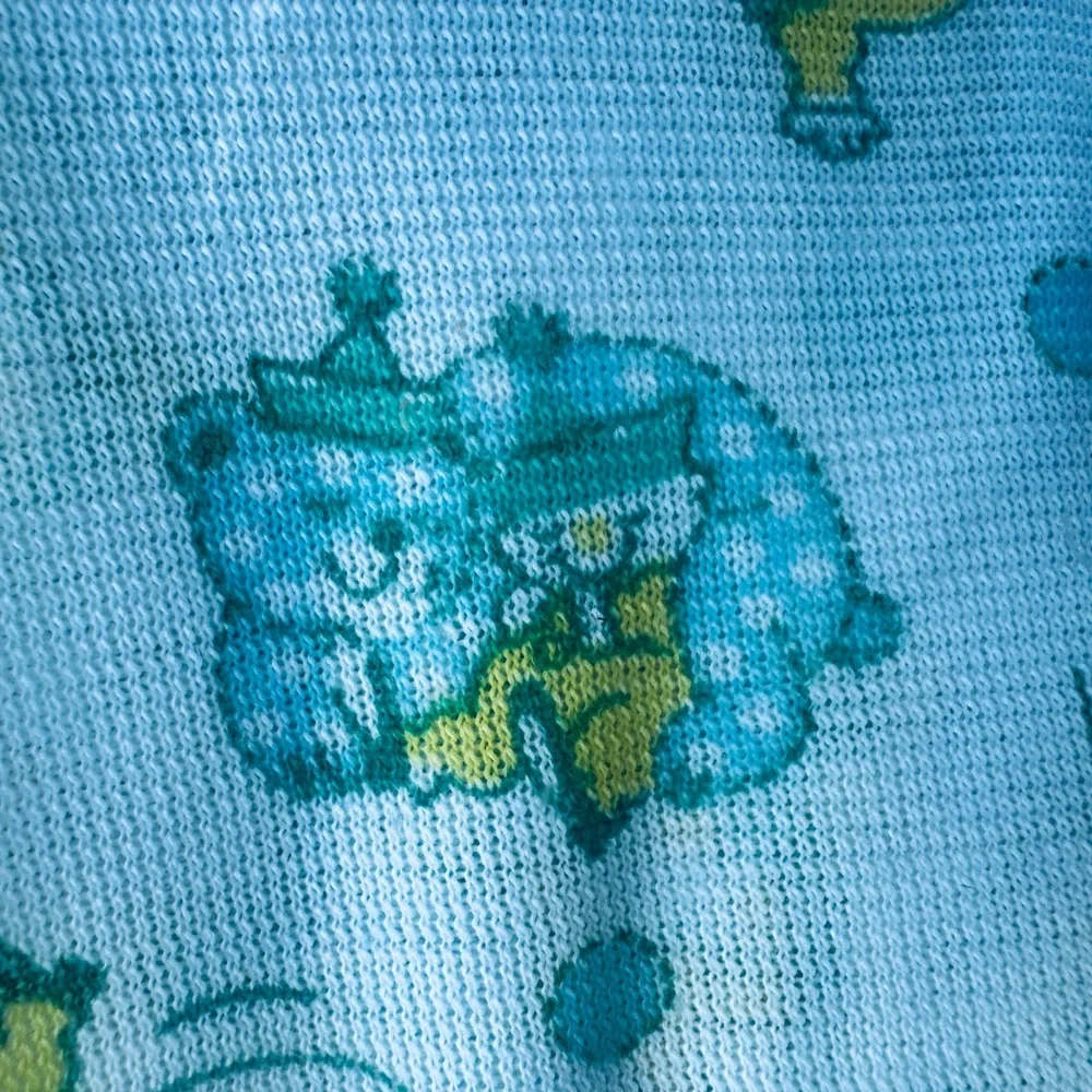 Vintage Carters Full Length Kimono Baby Gown Blue Bear Print Layette Size NEW